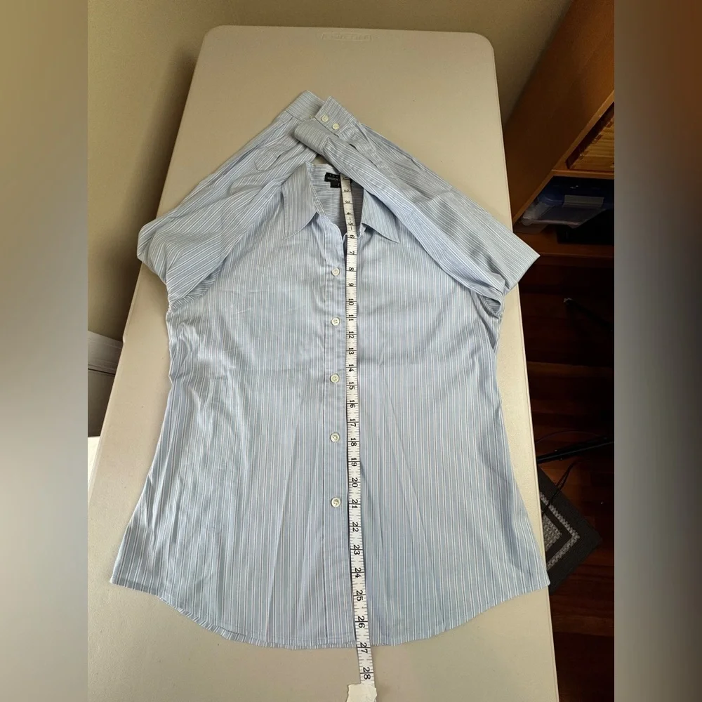 Theory Blue White Striped Button Down Shirt Lightweight Long Sleeve Blouse M - Picture 12 of 14